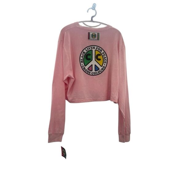 New with tags Cross Colours Pink Long Sleeve Crop Top Black Lives Matter new wit - Picture 1 of 11